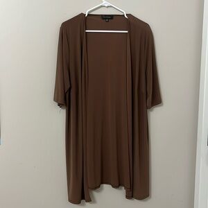 TravelSmith lightweight long brown open front cardigan